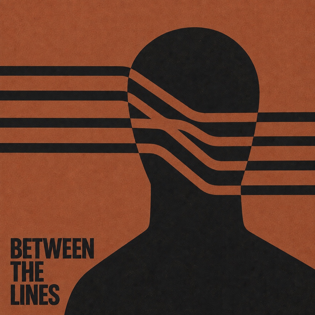 Between the Lines: an orange and black silhouette crossed by flowing lines
